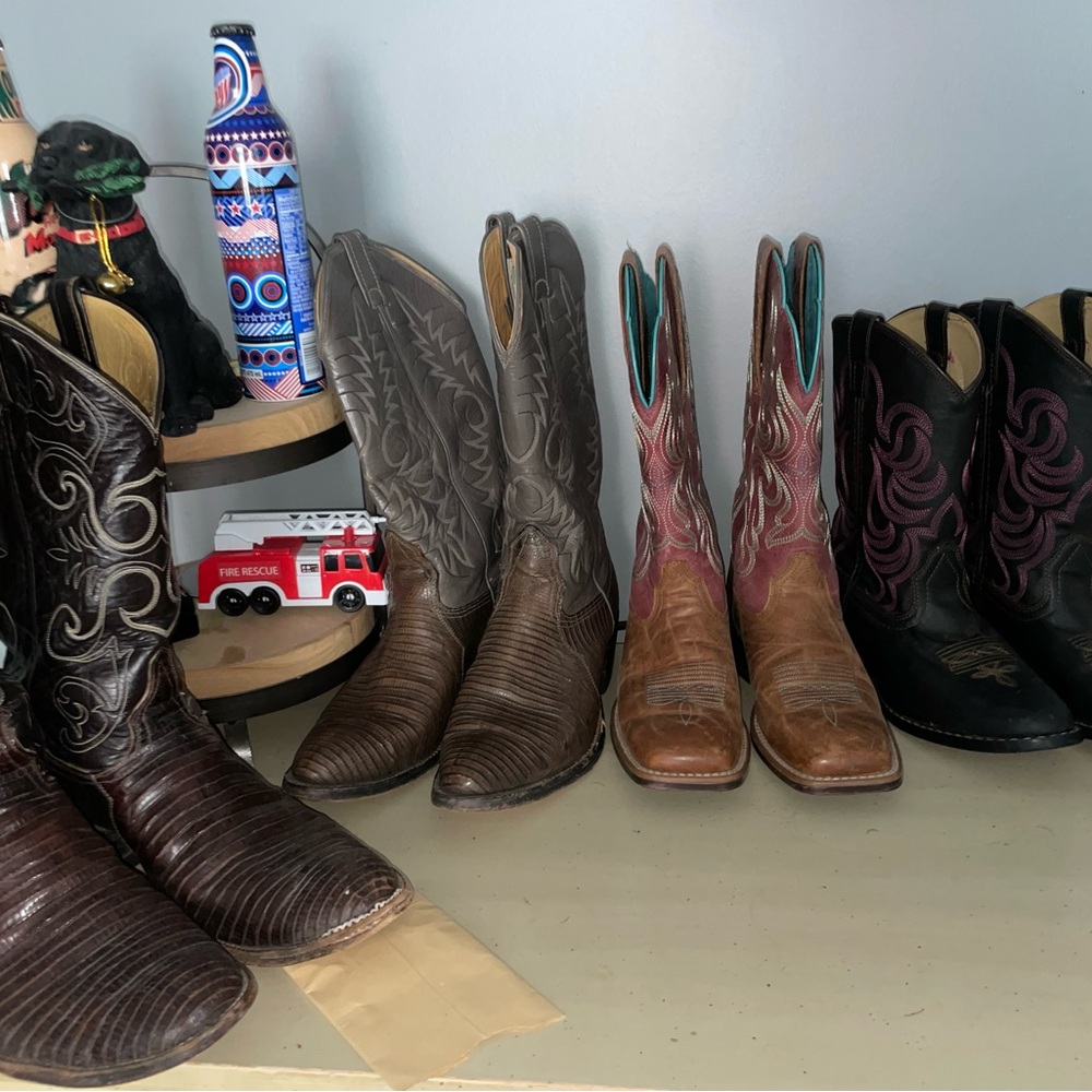 Lucchese Tan and Brown Leather Cowboy Boots